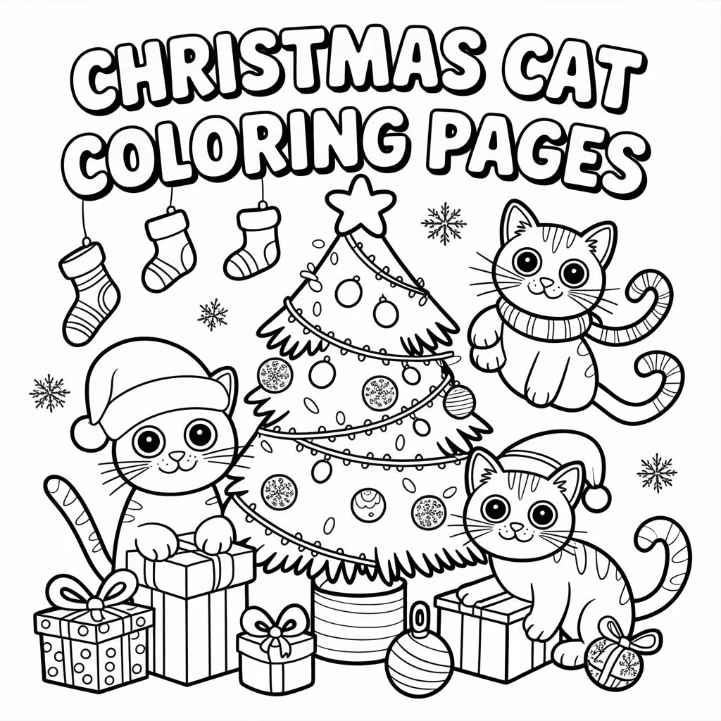 Christmas Cat Coloring Pages